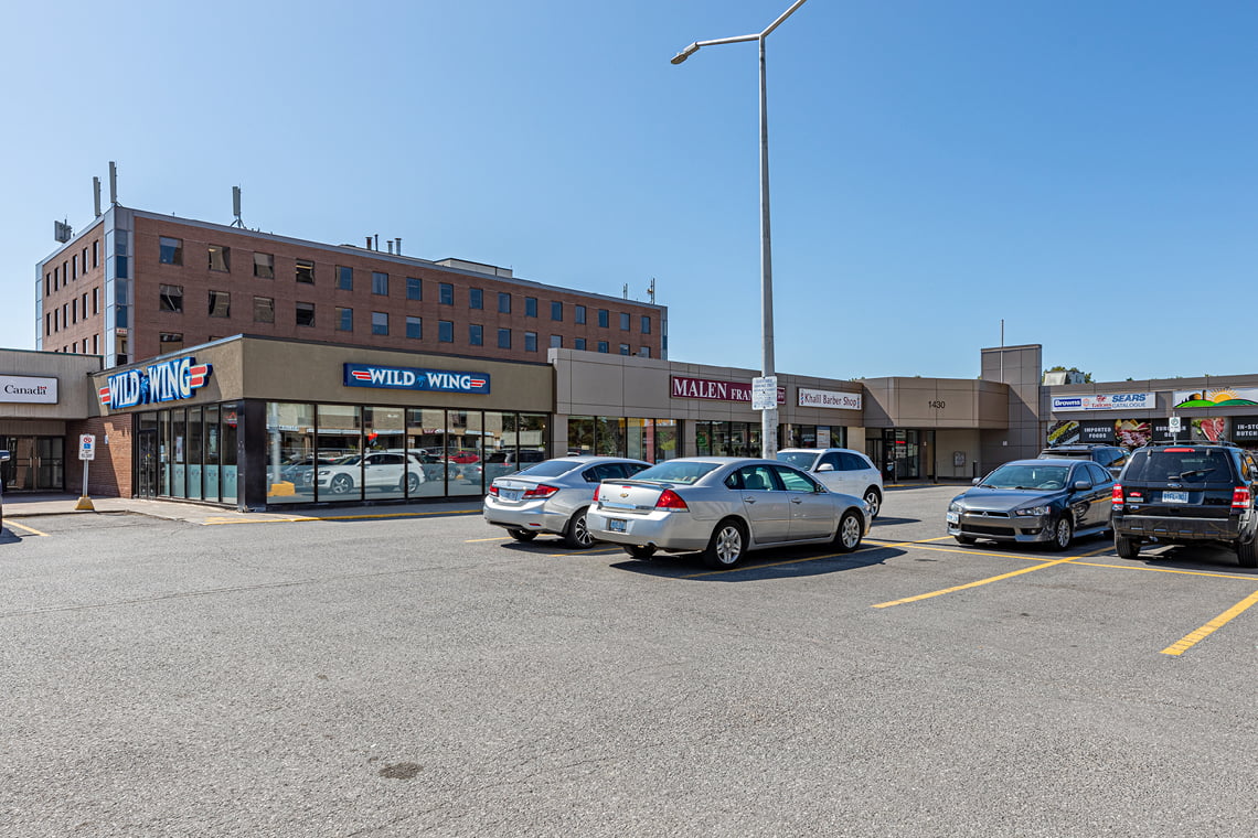 retail and parking view from 1430 prince of wales drive entrance