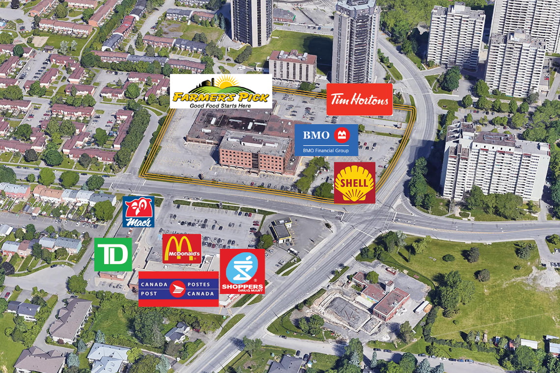 map of intersection Meadowlands Drive East and Prince of Wales Drive showing amenities