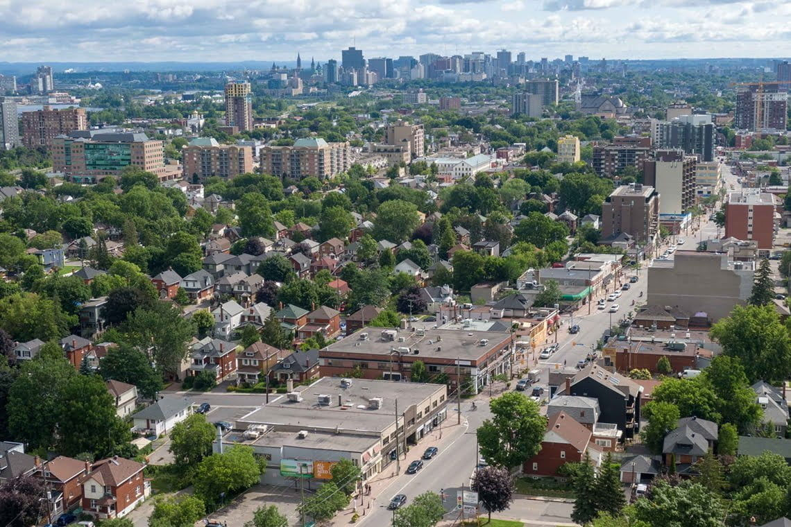 aerial photo wellington village facing downtown