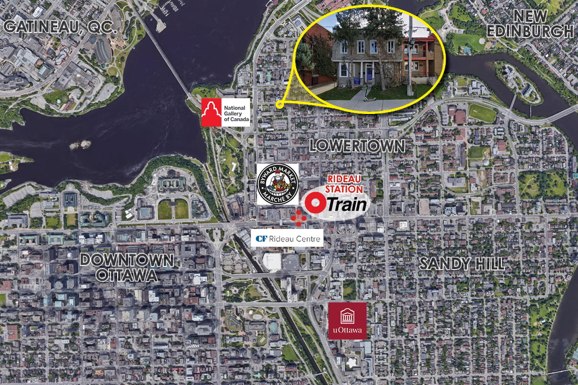 map of downtown ottawa showing 52 saint andrew street